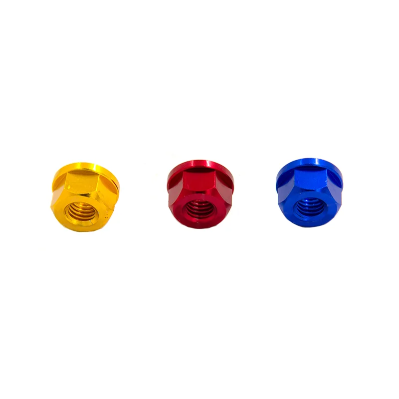 1PC M8 M10 Universal Motorcycle CNC Anodized Rear Axle Flange Screw Bolt Nylon Hex Insert Lock Nut Locknuts self-locking Nut