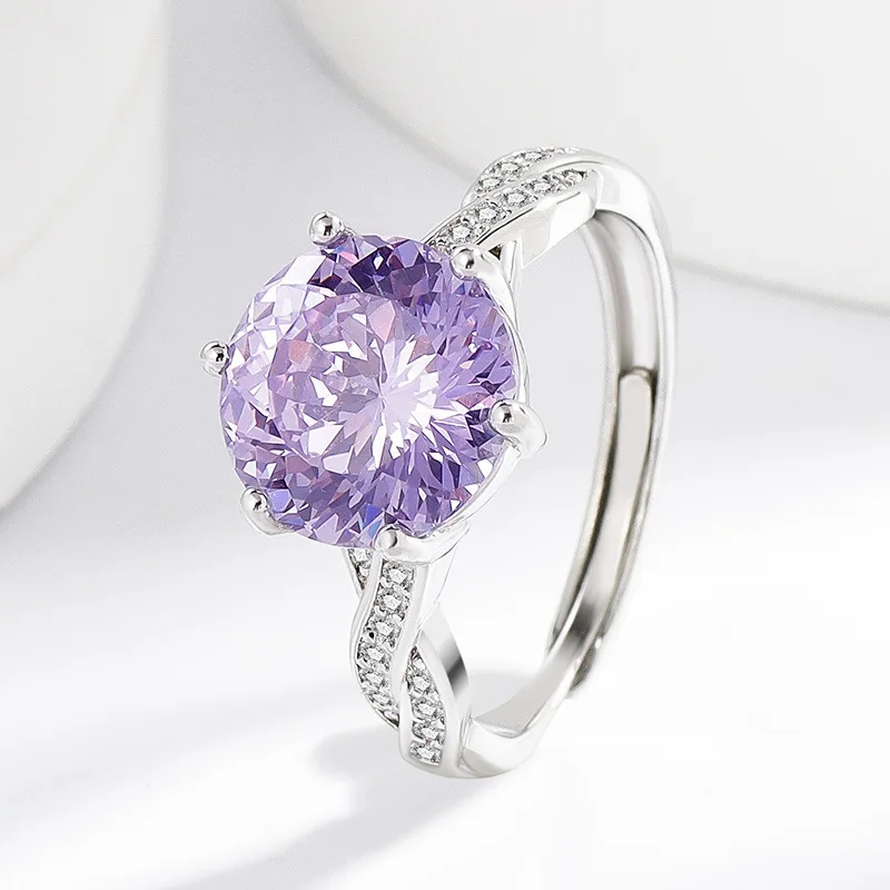 Twist-Armring aus 925er-Sterlingsilber mit Vogelnest-Schliff für Damen, eingelegter violetter Diamant mit hohem Kohlenstoffgehalt, leichter Luxusschmuck