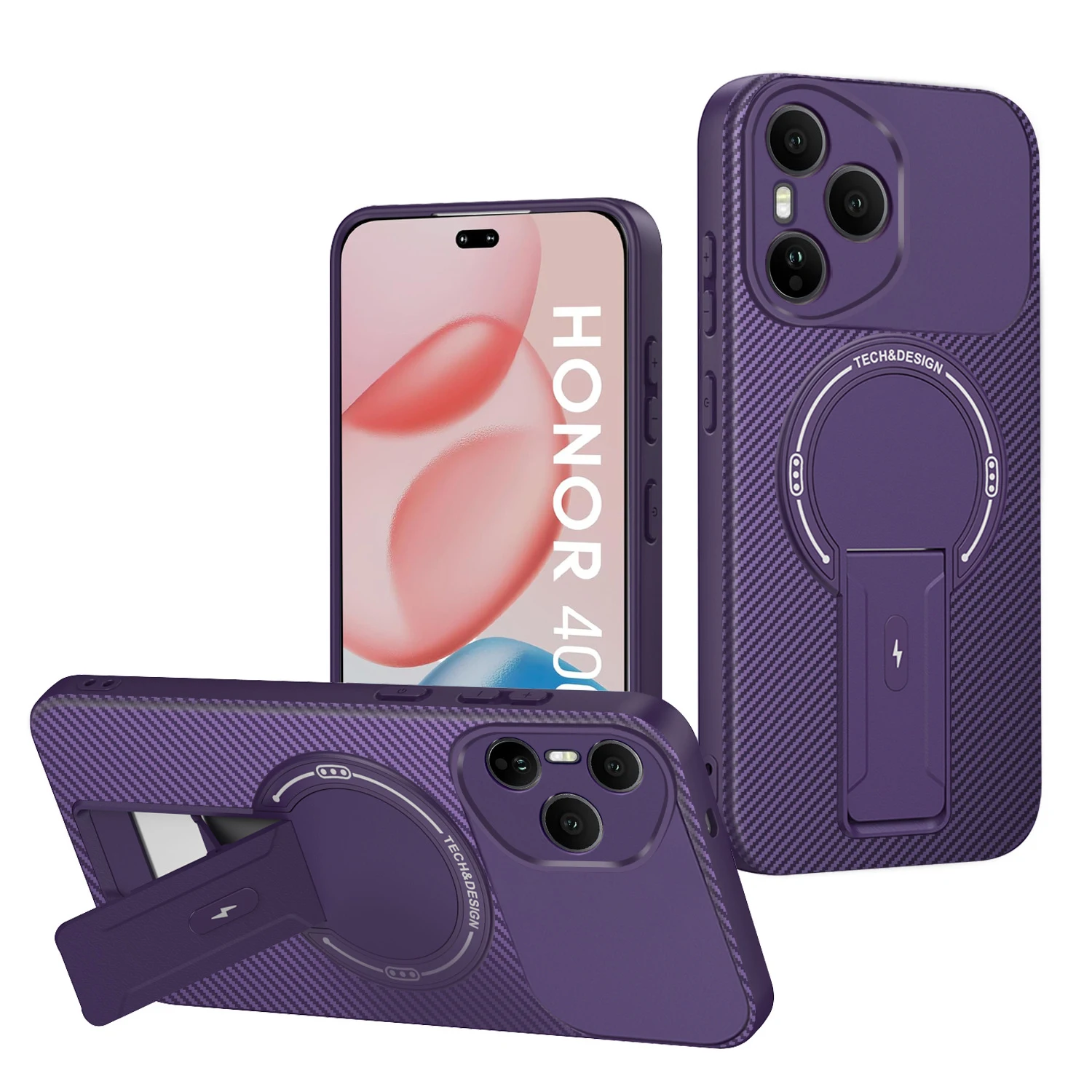 Luxury Magnetic Carbon Stand Case | Wireless Charging Phone Back Cover