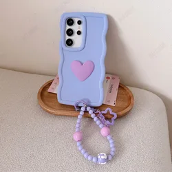 Nuovo Custodia per Telefono 3D a Forma di Cuore con Braccialetto