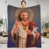 N-Nicolas Cages Blankets Jesus Travel Flannel Throw Blanket Super Warm Couch Chair Custom DIY Bedspread Gift 1