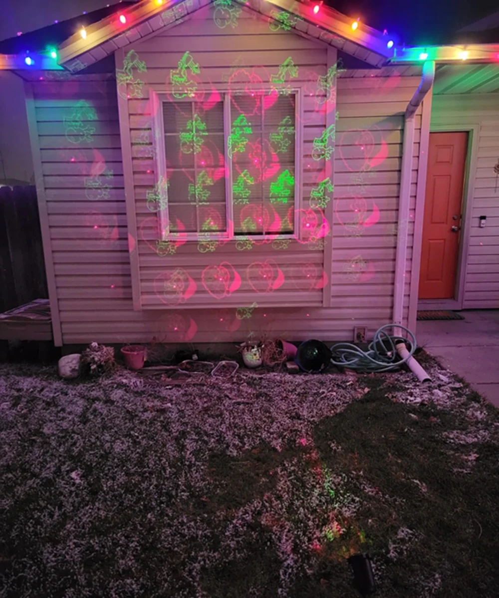 Christmas Starry Laser Projector Lights Outdoor Red Green Moving Star Shower Waterproof Garden Holiday Party Decor with Remote