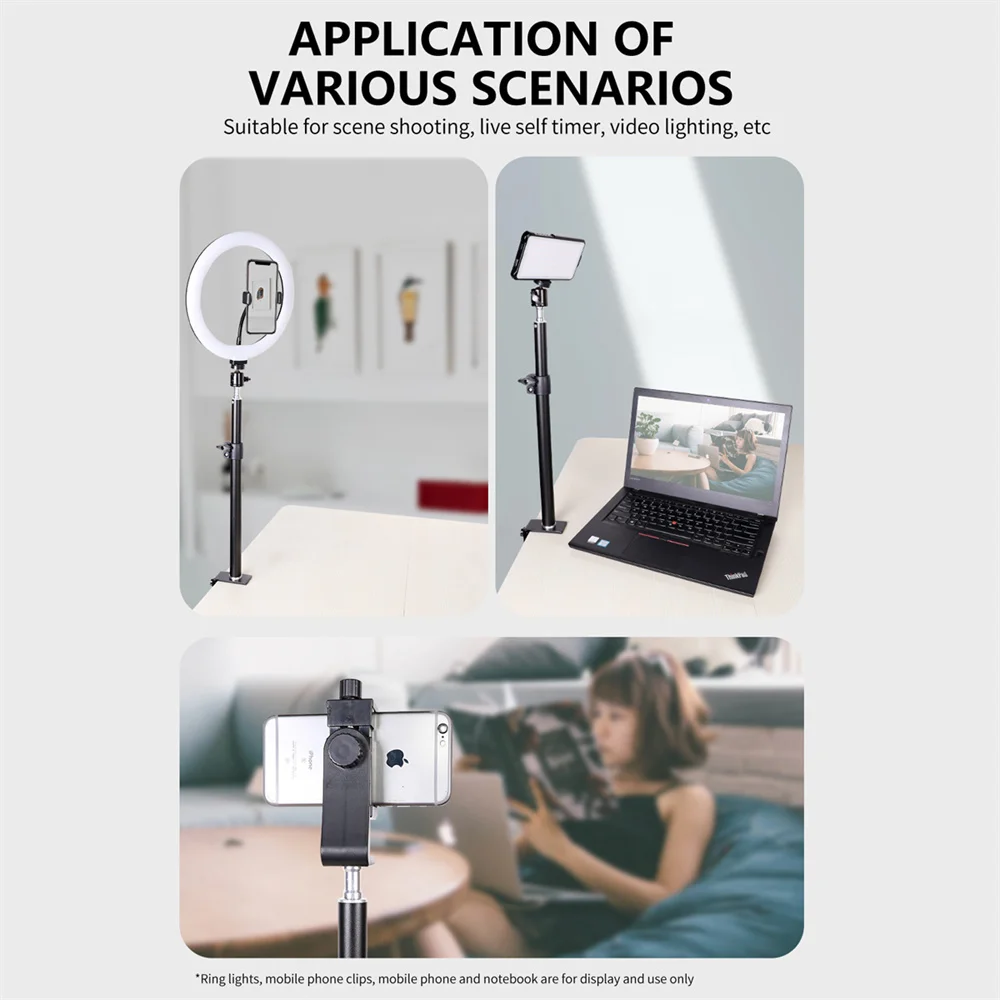 Desk Mount Stand DSLR Camera C Clamp Light Stand Photographic Light Boom With Ball Head for Phone Video Ring Zoom