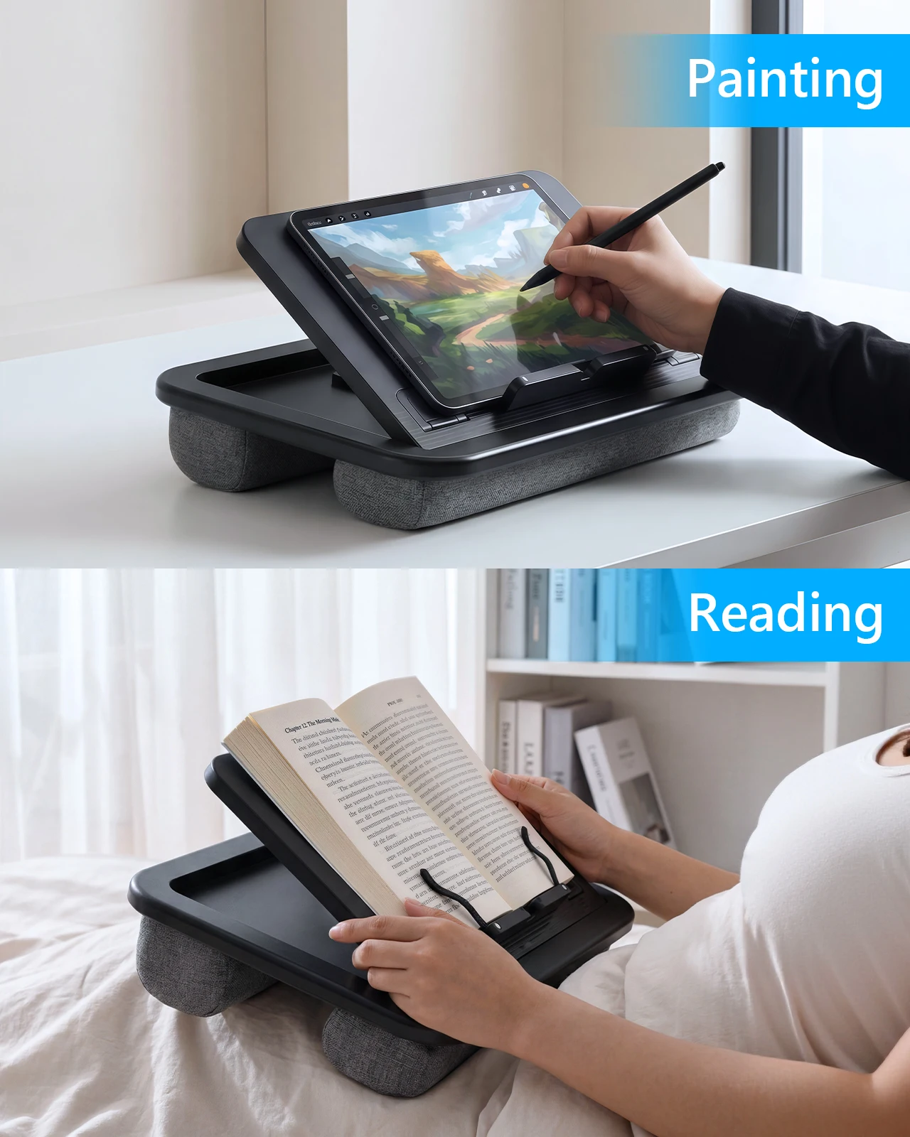 MacBook Pro Air용 쿠션이 있는 Eary 휴대용 노트북 스탠드, 사무실용 조절식 랩 데스크, iPad 15.6인치 노트북용 태블릿 홀더