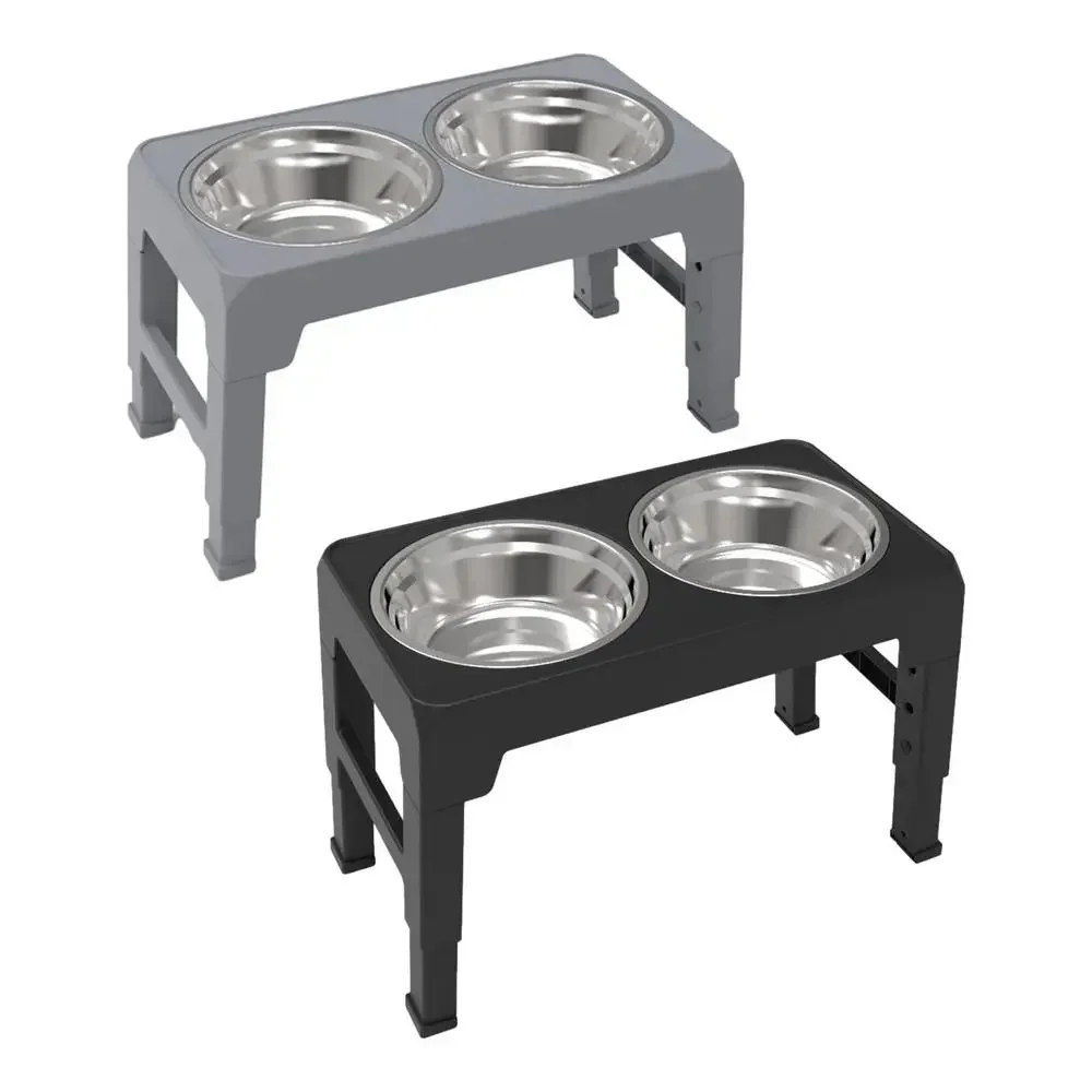 

Elevated Dog Bowls Height Adjustable Raised Dog Bowl with 2 Stainless Steel Food Bowls Non-Slip Dog Bowl for Medium Large Dogs