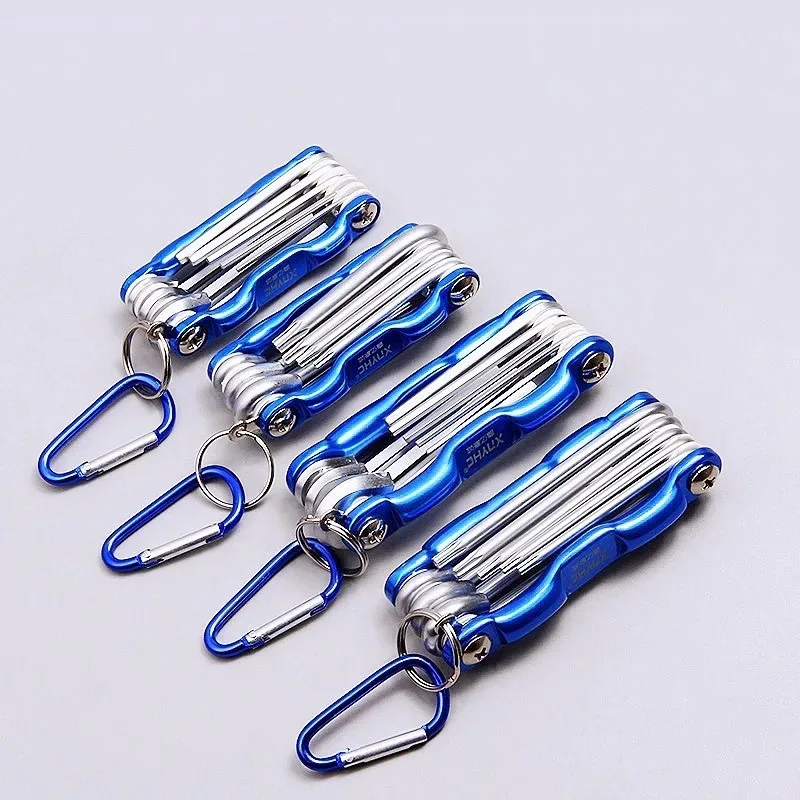 Clé hexagonale pliable acier chrome-vanadium 6 en 1