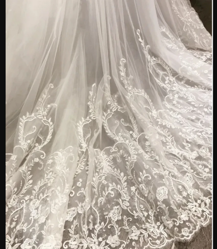 Luxury Lace Appliques Detachable Train Wedding Removable Skirt For Dresses Bridal Overskirt custom size