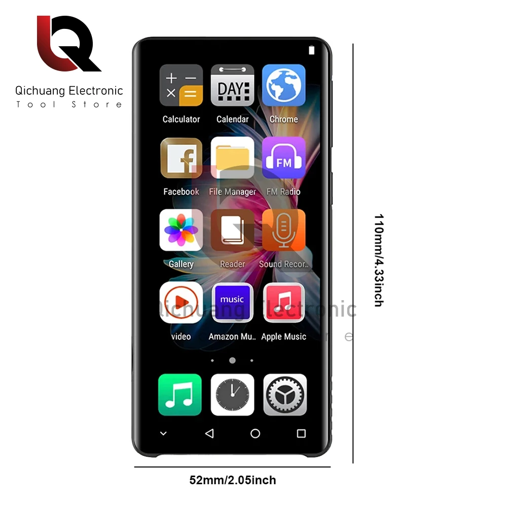 WiFi MP3 4 inches Music Player Bluetooth HiFi MP4 Player With Speaker IPS Touch Screen Compatible with Android 8.1 Music