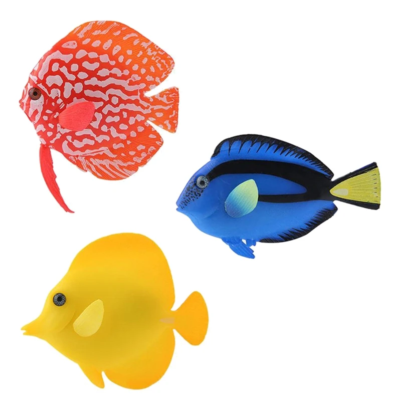 Artificial Moving Fish Floating Silicone Fish with Suction Cup Fishing Line Lifelike Aquarium