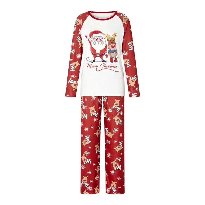 Christmas Family Pajamas Matching Set Santa Elk Print Long Sleeve Tops and Pants 2 Pieces Loungewear Soft Sleepwear women pajamas set women pajama suit cotton pajamas set