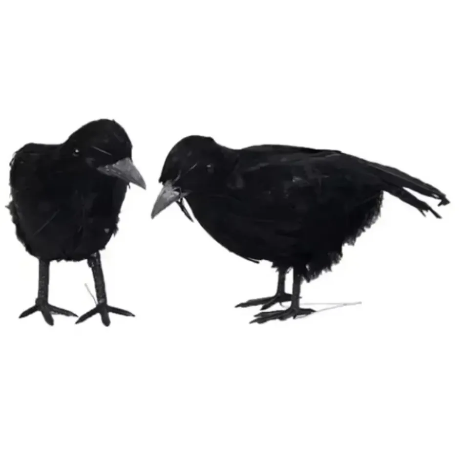 3 Pcs Statue Crow Toys Artificial Black Crow Bird Garden Ornaments Bird Ornaments Black Theme Hotel Decoration Crow