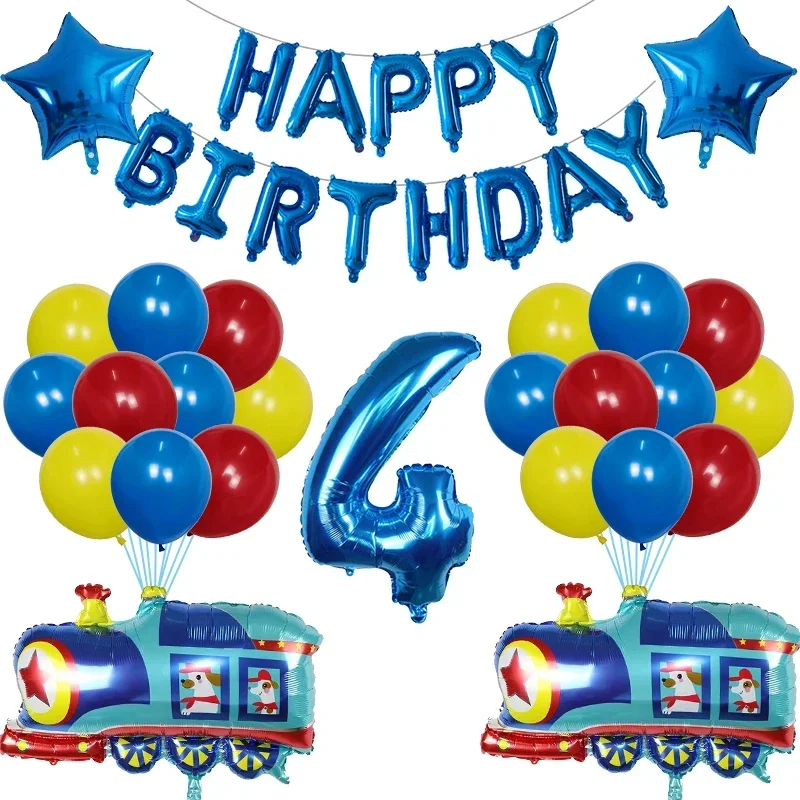 알루미늄 호일 풍선 운송 탱크 자동차 기차 어린이 생일 장난감 파티, 베이비 샤워 장식, 에어 글로보 용품, 38 개