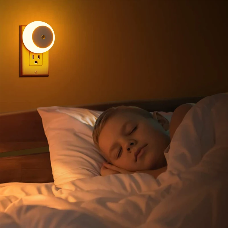 LED Night Light Light Sensor EU/US Plug-in Wall Lamps Bedroom Kitchen Corridor Stairs Kids Room Decor Wireless