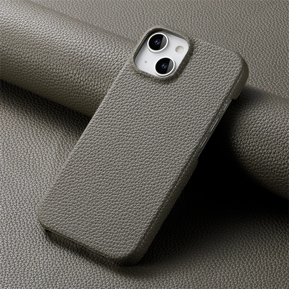 Luxury Litchi Grain Leather Shockproof Frameless Slim Phone Case