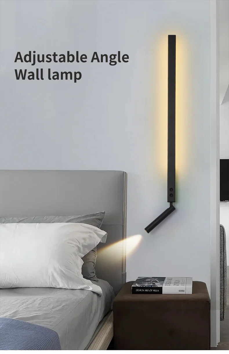 Description Picture 3 of itemModern Simple Led Wall Lamp Bedroom Bedside Lights For Living Room Background Lighting With Spotlight With Switch Sconce Lamps