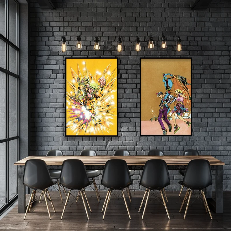Anime JOJO Bizarre Adventure Retro Poster Canvas Wall Art Printing Waterproof Home Living Bed Room Bar Hallway Aesthetic Decor 5