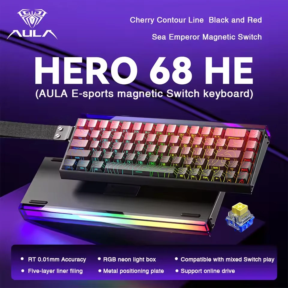 AULA HERO 68 HE 60% Wired Gaming Keyboard Magnetic Axis Adjustable