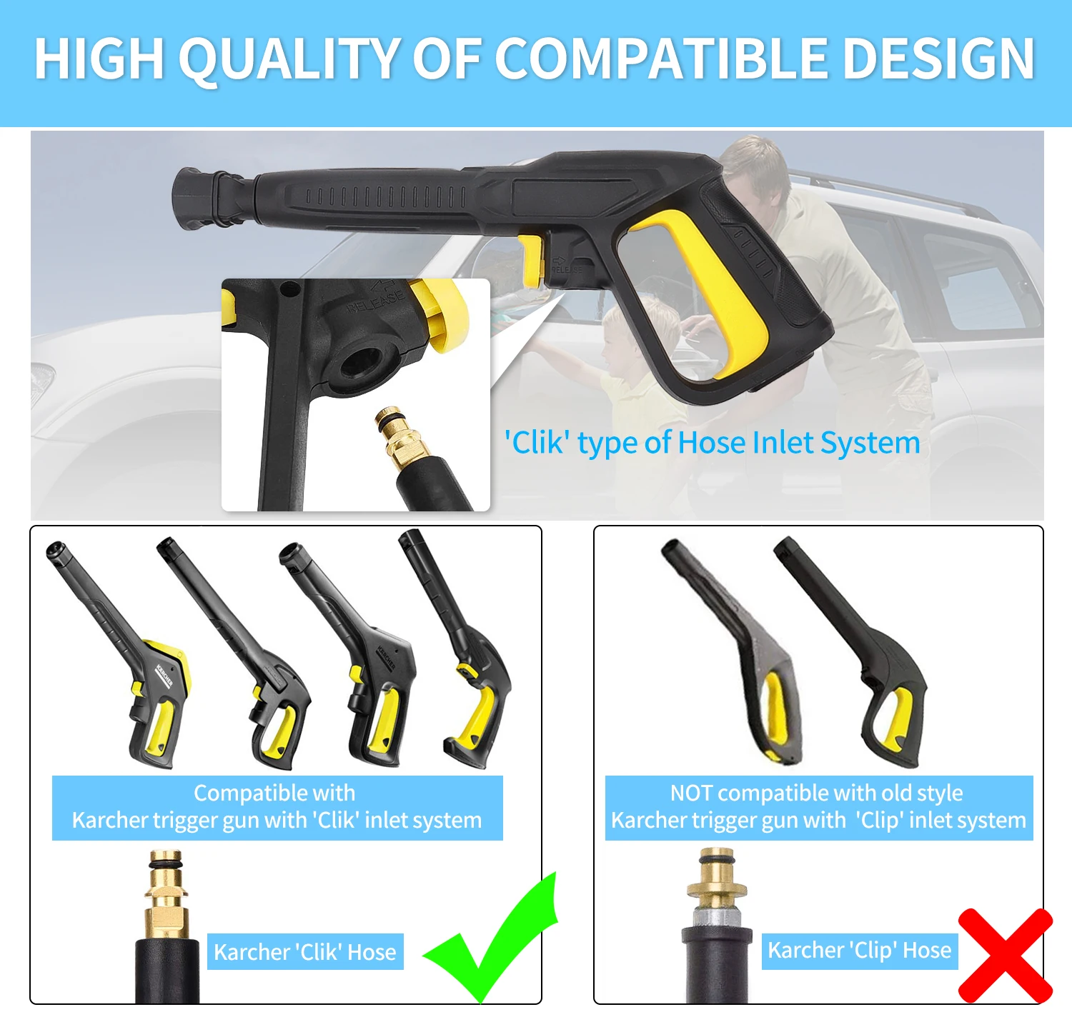 Replacement Karcher Pressure Washer Gun Car Washer Gun Water Spray Gun High Pressure Water Gun for Karcher K2~K7 Pressure Washer 2