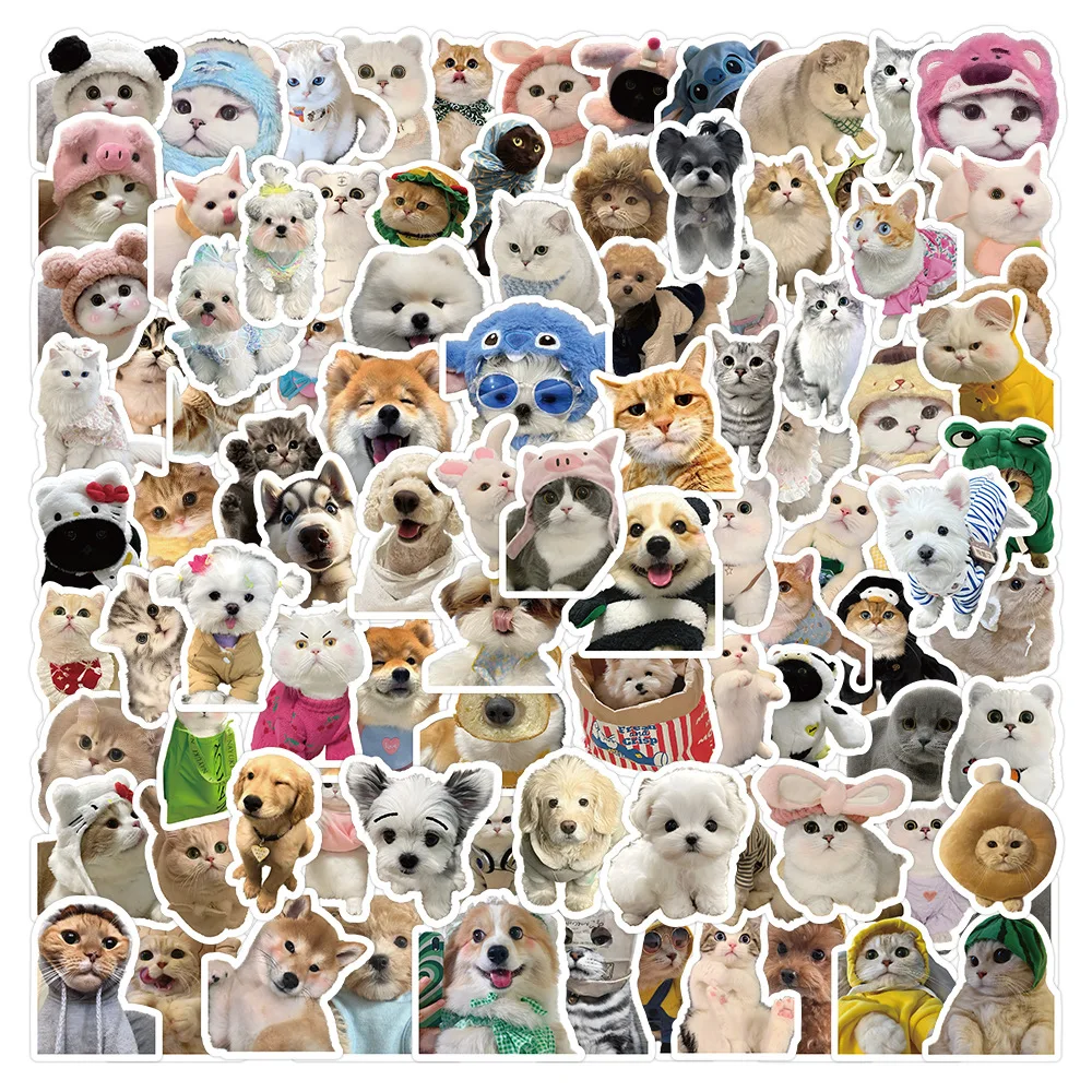 200Pcs 애완 동물 강아지 고양이 휴일 파티 스티커 휴대 전화 컵 노트북 스케이트 보드 귀여운 애완 동물 스티커 장난감