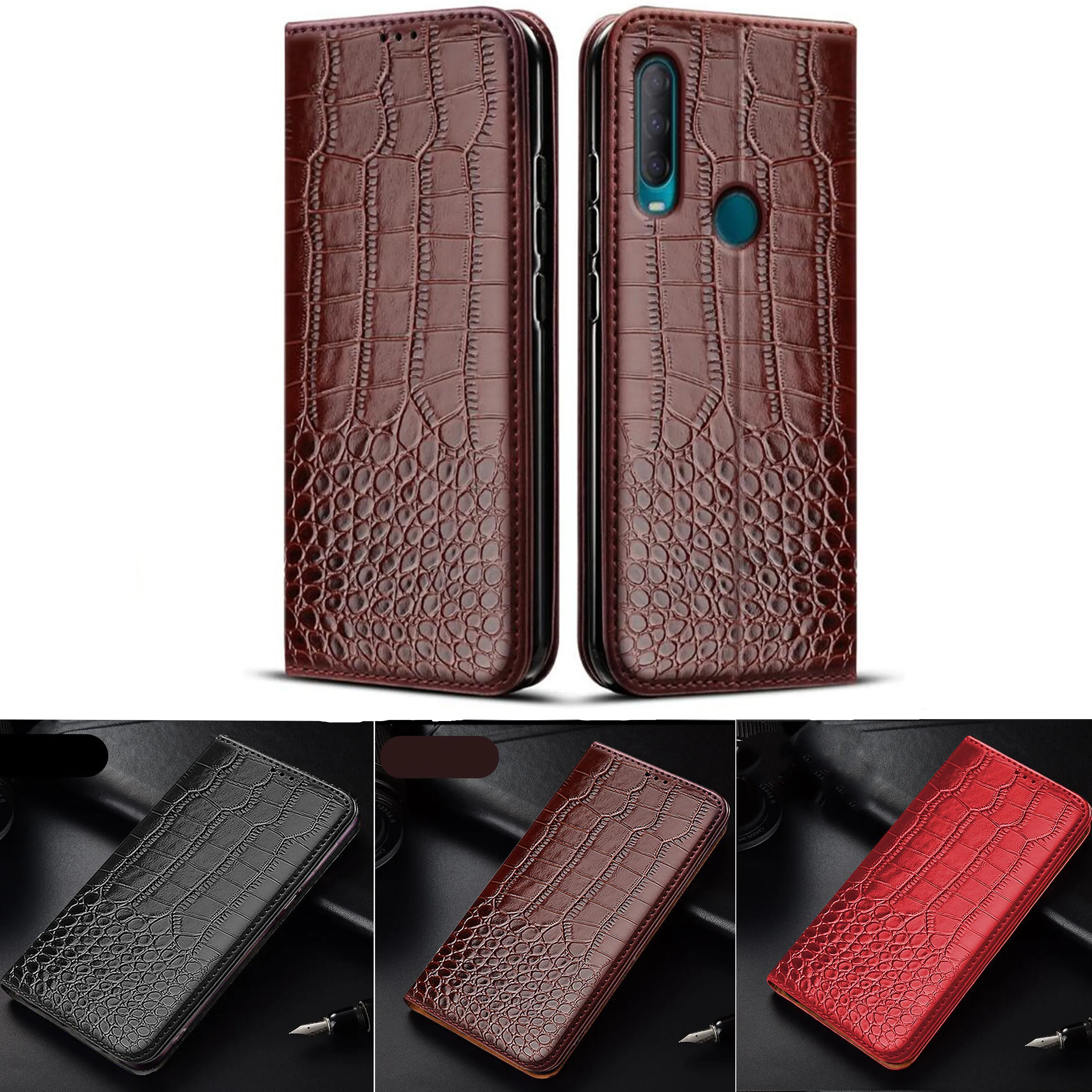HAOYE Leather Folio Cover for TCL 303 / Alcatel 1B 2022 Cover, PU + TPU