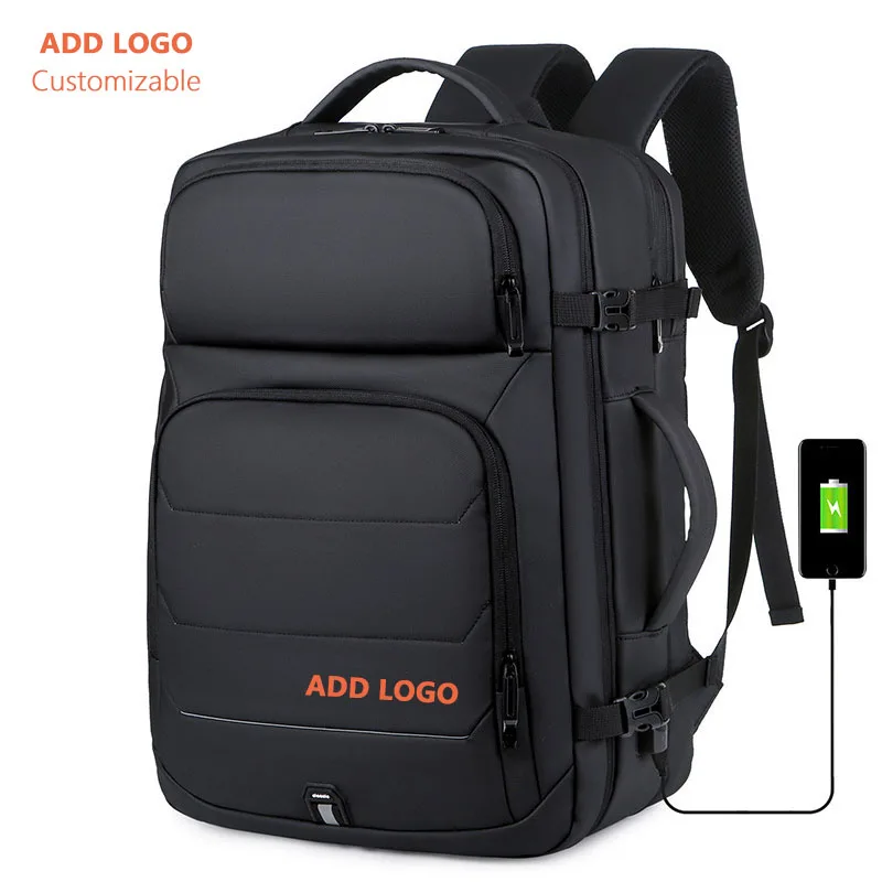 

Customizable 40L Large Capacity Expandable Backpacks USB Charging 17 inch Laptop Bag Waterproof Extensible Business Travel Bag