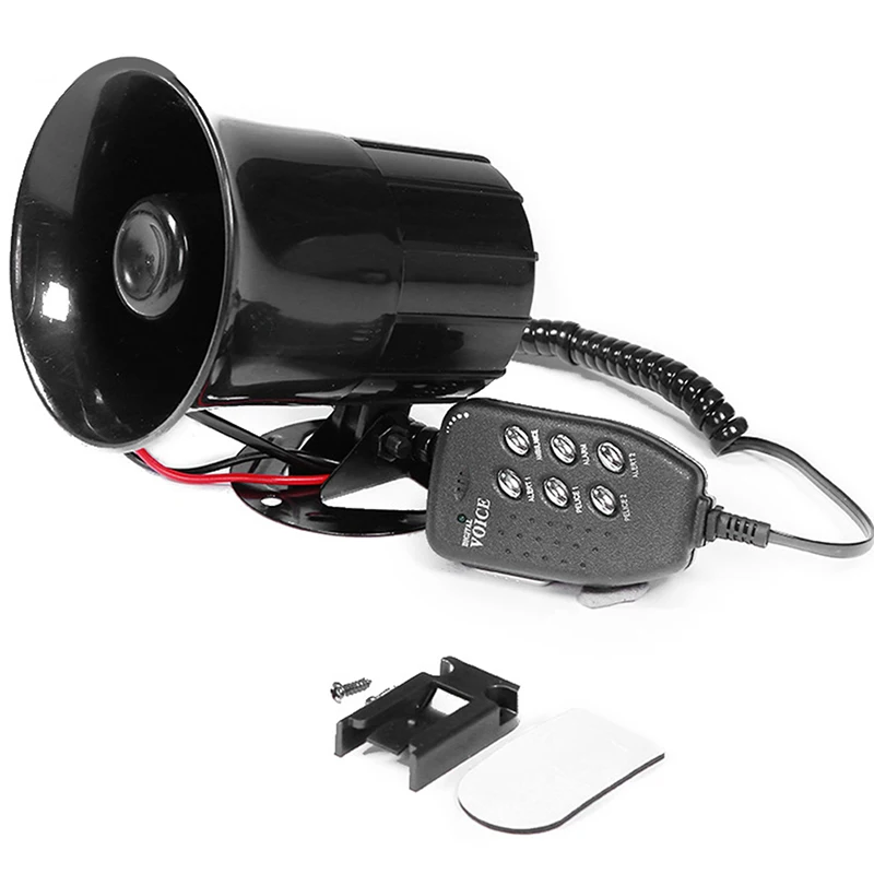 12V Motorcycle Car Auto Loud Horn 6-Tones Siren Sound 115dB Speaker Megaphone Alarm Van Truck Boat Megaphone Universal Accessory