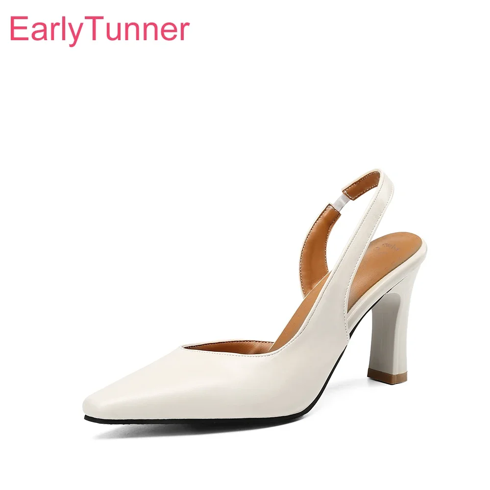 New Summer Beige Yellow Classic Women Slingback Sandals Sexy High Heels Office Lady Shoes Plus Big Small Size 32 43 46