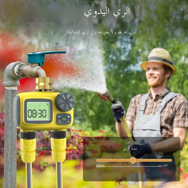 Haozee Smart Water Timer Intelligent 1/2/3-Outlet Irrigation Watering System Sprinkler Timer Garden Programmer IPX7 LCD Display 2