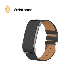 Litchi - Grain Leather Strap with Metal Casing - Wear - Resistant and Durable - Google Fitbit Air (Black)