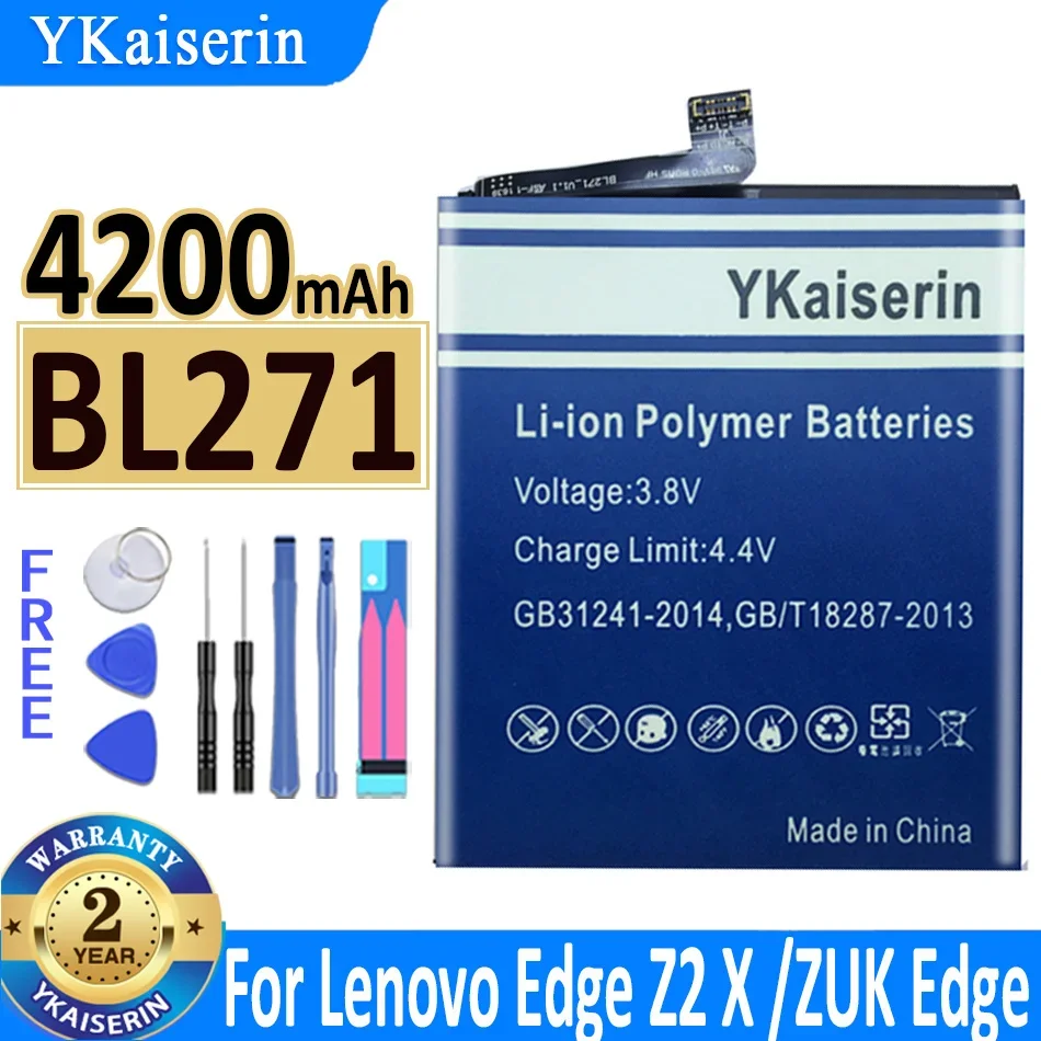 

YKaiserin Battery BL271 BL 271 for Lenovo Edge Z2 X/ZUK Edge Z2151 4200mAh Quality Replacement Batteries + Free Tools