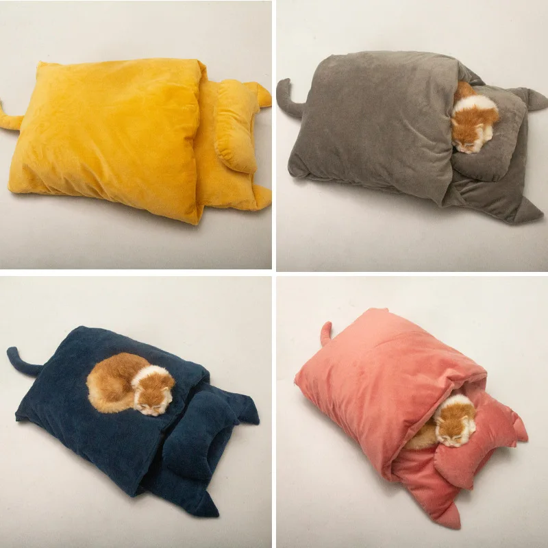 WarmHalfClosedCatBedWinterRemovablePetSleepingBagDogBedHouseCatsNestCushion.jpg