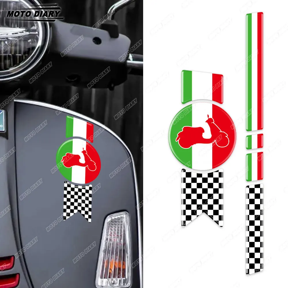 

3D Scooter Sticker Italy Badge Front Fender Decal Set For Vespa GTS GTV LX LXV 125 250 300 Ie Super Piaggio Sprint