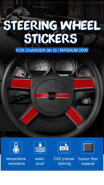 5Pcs Steering Wheel Cover Sticker Carbon Fiber For Dodge Magnum Charger  08-2010 