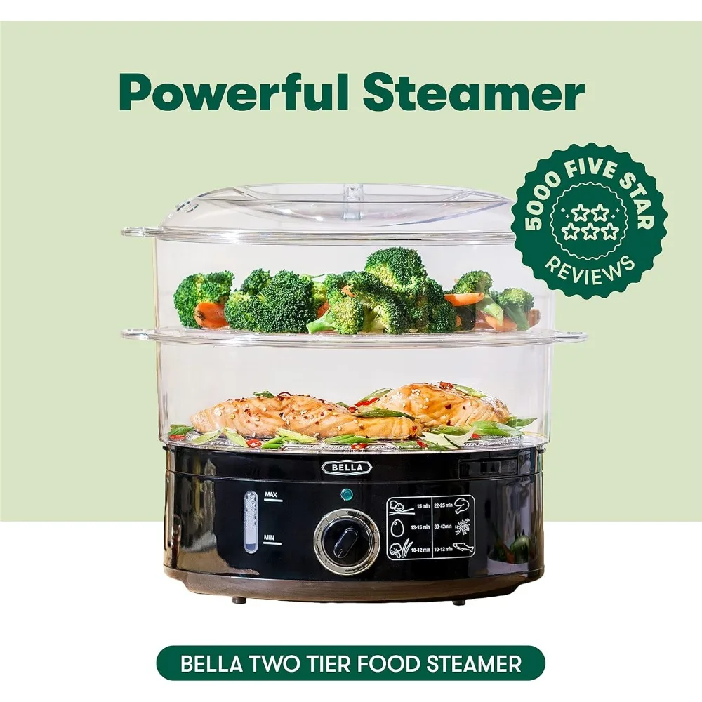 Electric Skillet and Frying Pan with Glass Lid & Two Tier Food Steamer with Dishwasher Safe Lids and Stackable Baskets