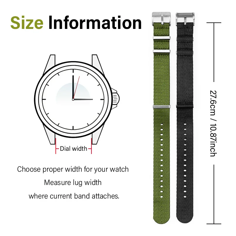 Premium Solid Color Nylon Watch Strap - Adjustable, Breathable & Comfortable for All Wrist Sizes