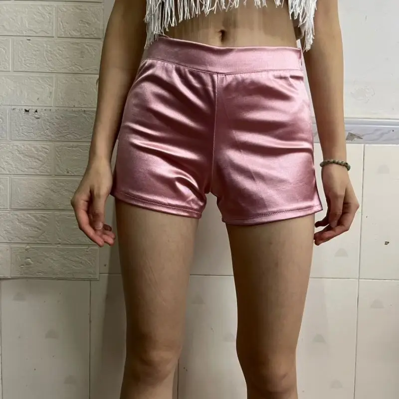 Glossy Women's Sexy Party Club Shorts Low Waist Dance Stage Slim Bottoms Chic Short Pants