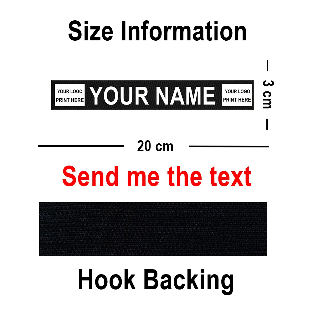 Custom Name Patches Big Size Patch Personalized Name Logo Image Stripes Badge Chevrons Hook Loop Applique Clothes