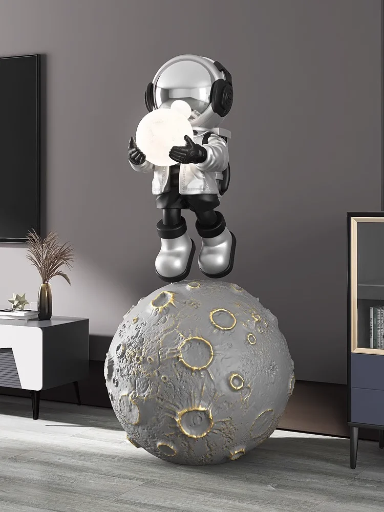 Astronaut Sculpture Small Lamp, Large Living Room Floor-standing Ornaments, Bedroom Sleep Lamp, Home Accessories