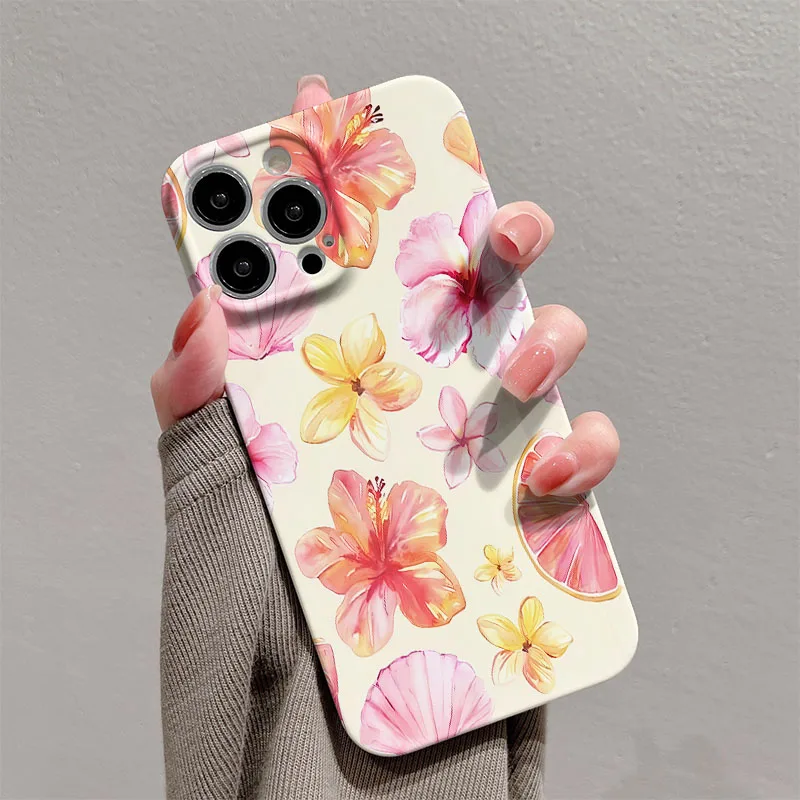 Pink Flower Hard PC Phone Case Cover
