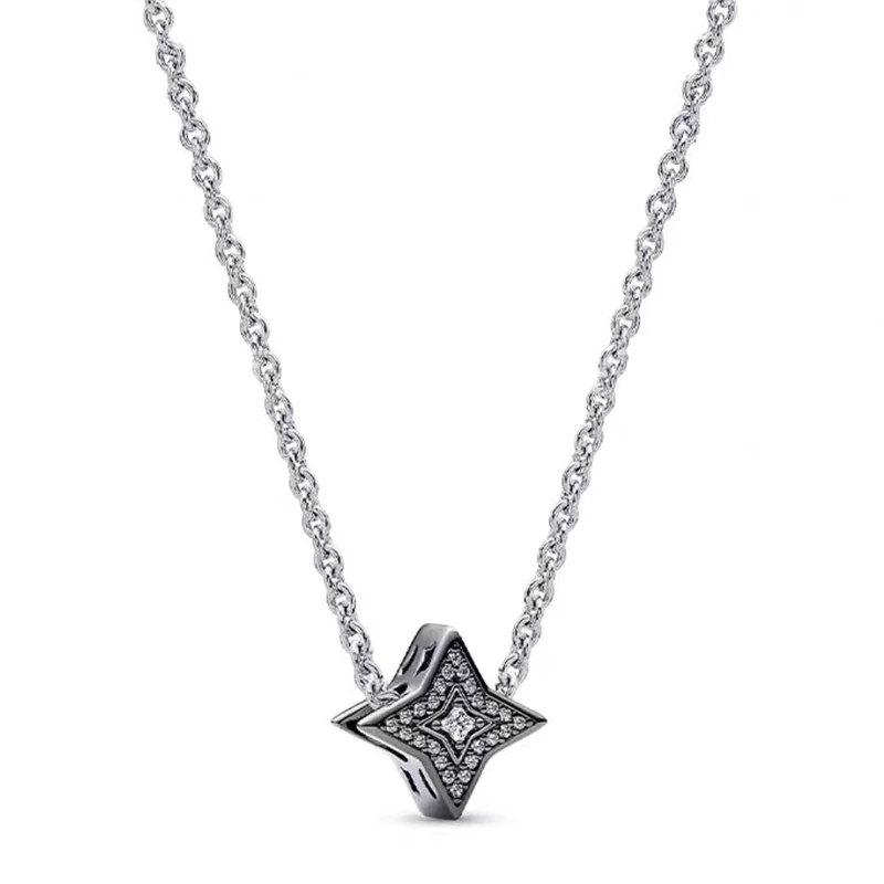 2023 Women's Popular 925 Silver Pav é Dense Two tone Twisted Ring Sign Dragon Necklace Light Luxury DIY Charm Jewelry