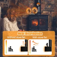 Wood Stove Fan Heat Powered Dual Silent Motors 4 Blades Non-Electric Heat Fireplace Fan with Bracket and Magnetic Thermometer 3