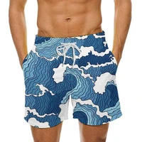 Man's Beach Shorts Swim Sportswear Boardshorts Wave 3D Print Fitness Short Pants Male Oversized Gym Trunks Surf Board Swimsuit 1