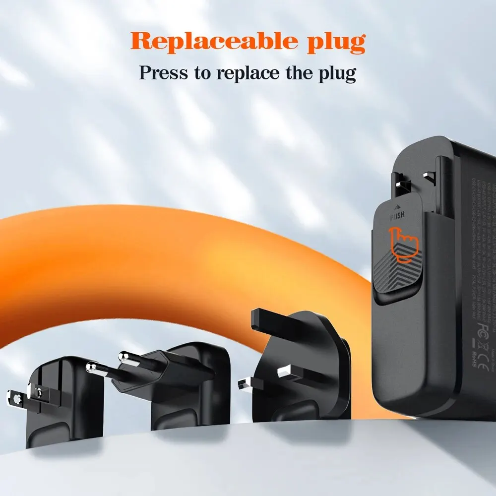 140W GaN USB C Charger Type-C PD Fast Charging 65W Universal Travel Adapter For iPhone 15 Samsung MacBook Pro Air Laptop Switch