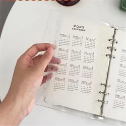 Classeur de pages à feuilles mobiles A5/A6 2022, calendrier, PP, diviseur, planificateur, Index, Clip intérieur pour carnet à spirale 