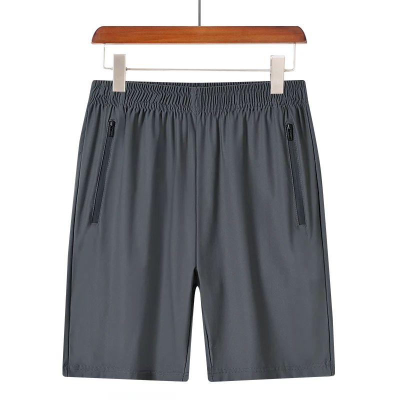 New Fashion Versatile Summer Ice Silk Quick Drying Sports Shorts For Men'S Solid Color Casual Comfortable Loose 5-Point Pants