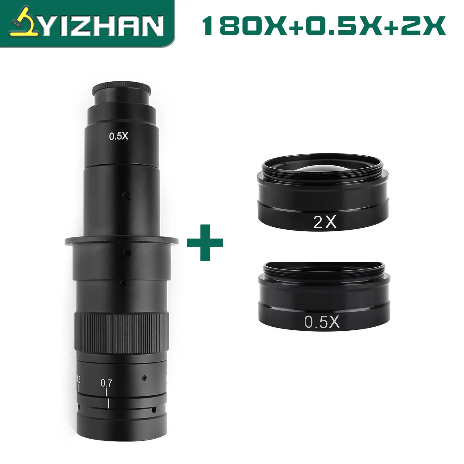 YIZHAN Adjustable Zoom C-Mount Lens Magnification 130X 180X 360X