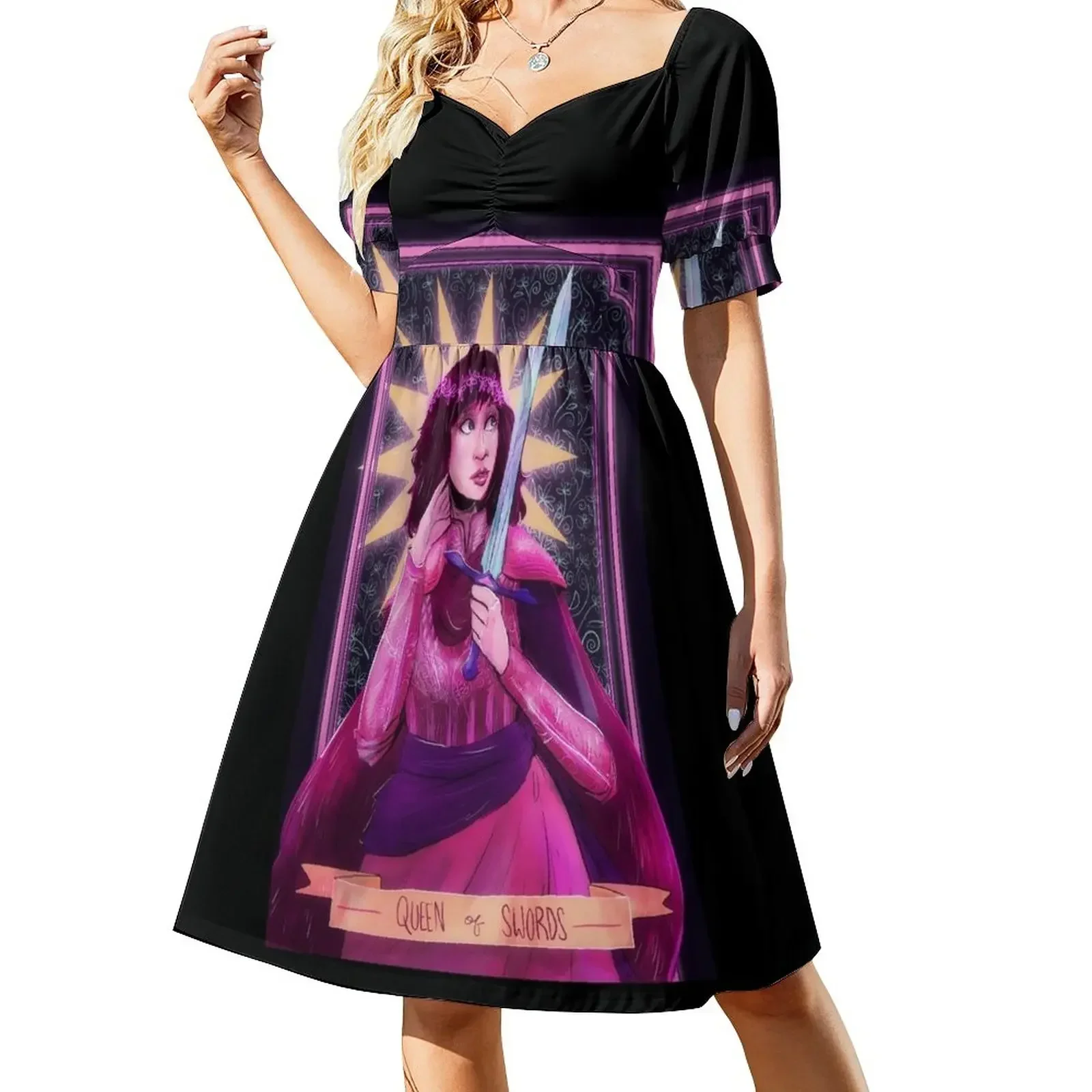 thumbnail image 1 of Vestido de manga corta de reina de espadas vestidos de noche para mujer vestidos de noche para mujer vestidos elegantes para mujer, 1 of 7