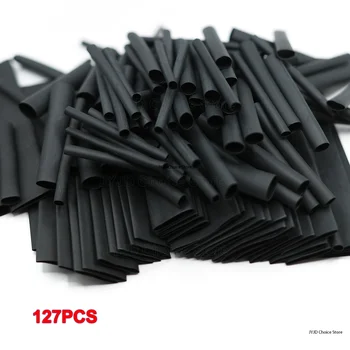 Kit de sortimento de tubos termo retráteis, 127 peças, conexão elétrica, envoltório de fio elétrico, encolhimento à prova d'água 2:1 1