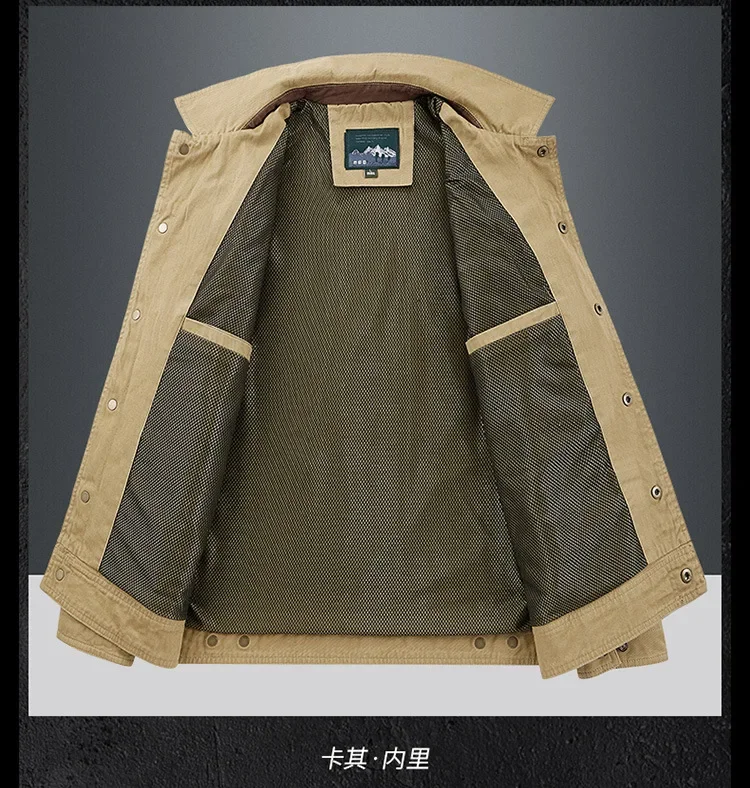 Giacca Safari Uomo Militare Leggera, Antivento, Con 5 Tasche, In Misto Cotone, Per Autunno E Attività Outdoor