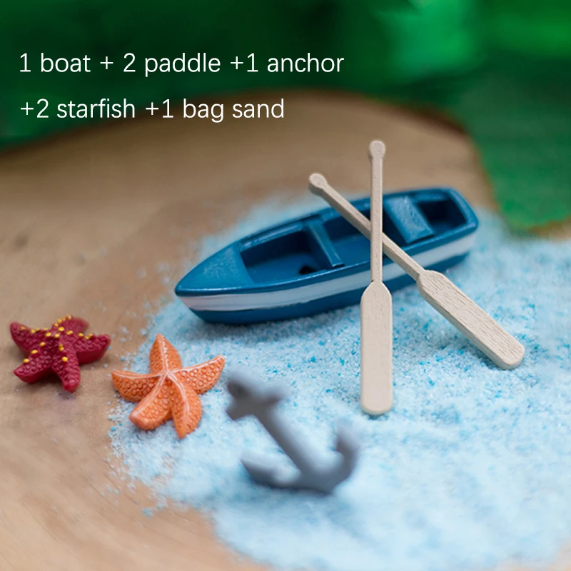 Summer Beach Landscape Ornaments with Boat, Starfish, Sun Umbrella, and Lifebuoy